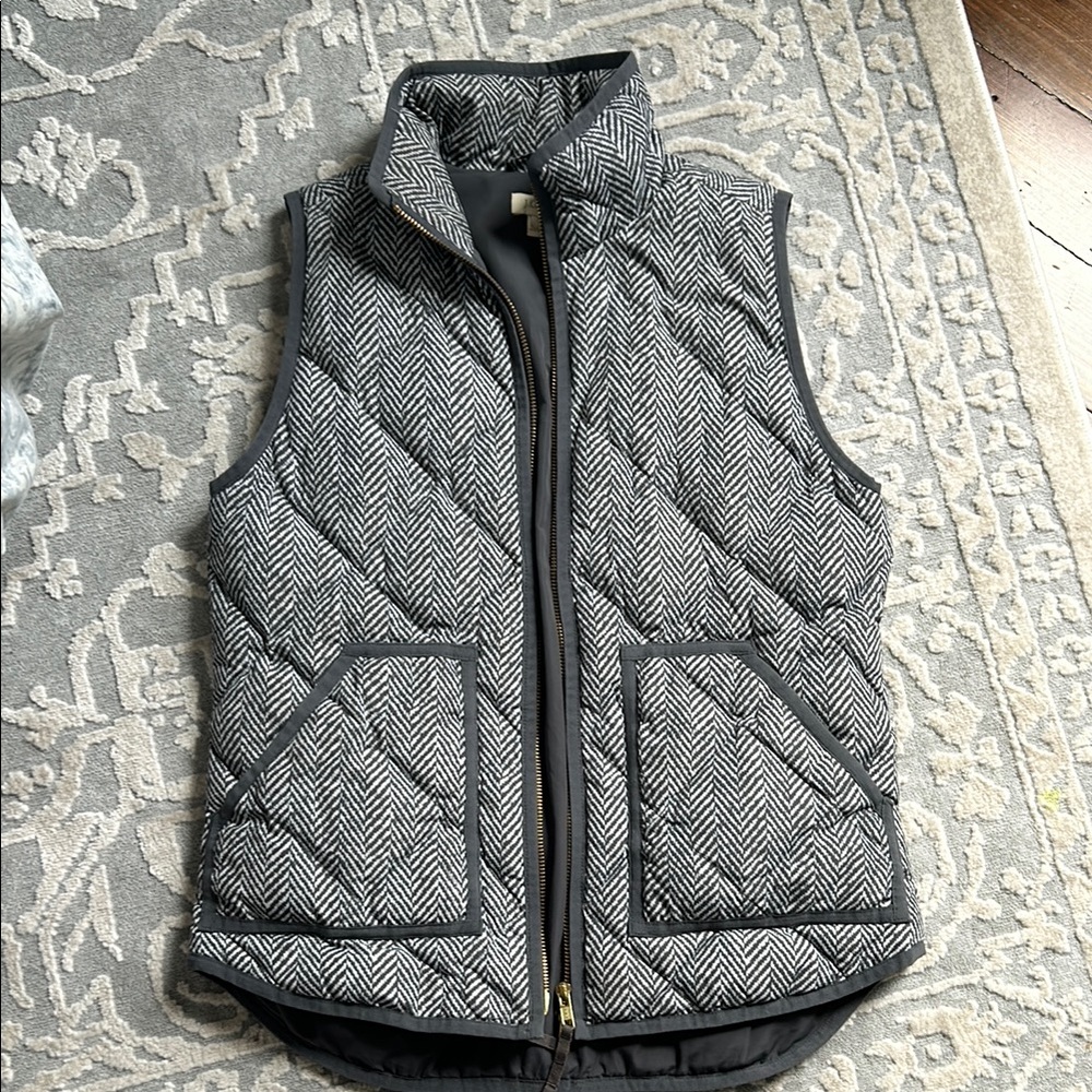 J crew Gray Herringbone Quilted Vest